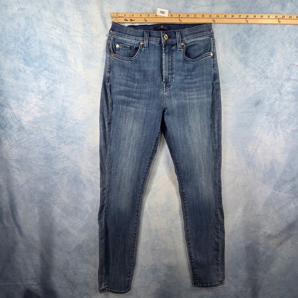 7‎ For All Mankind High Waist Gwenevere Skinny Jeans Blue Womens Size 28